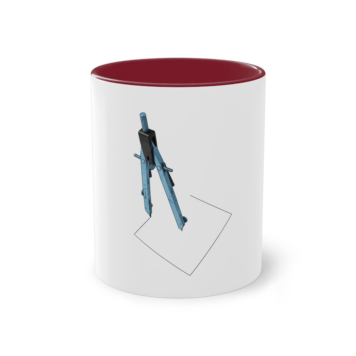 Engineer Compass Mug in Maroon – architect compass geometric art mug