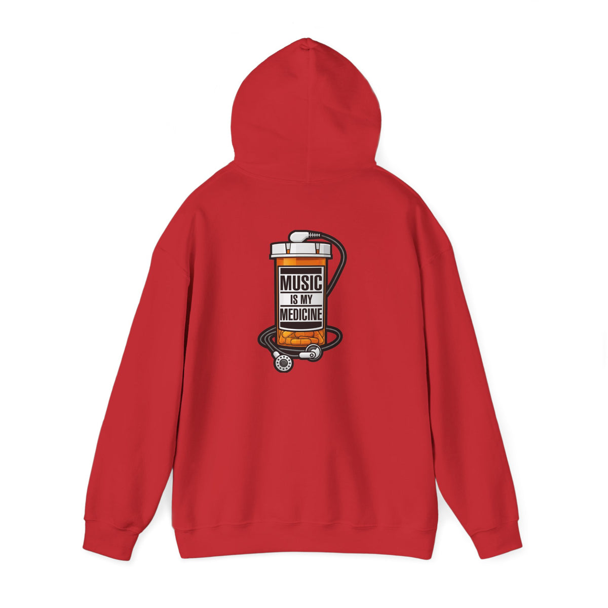 Music Is My Medicine Hoodie – retro pill bottle graphic sweatshirt.