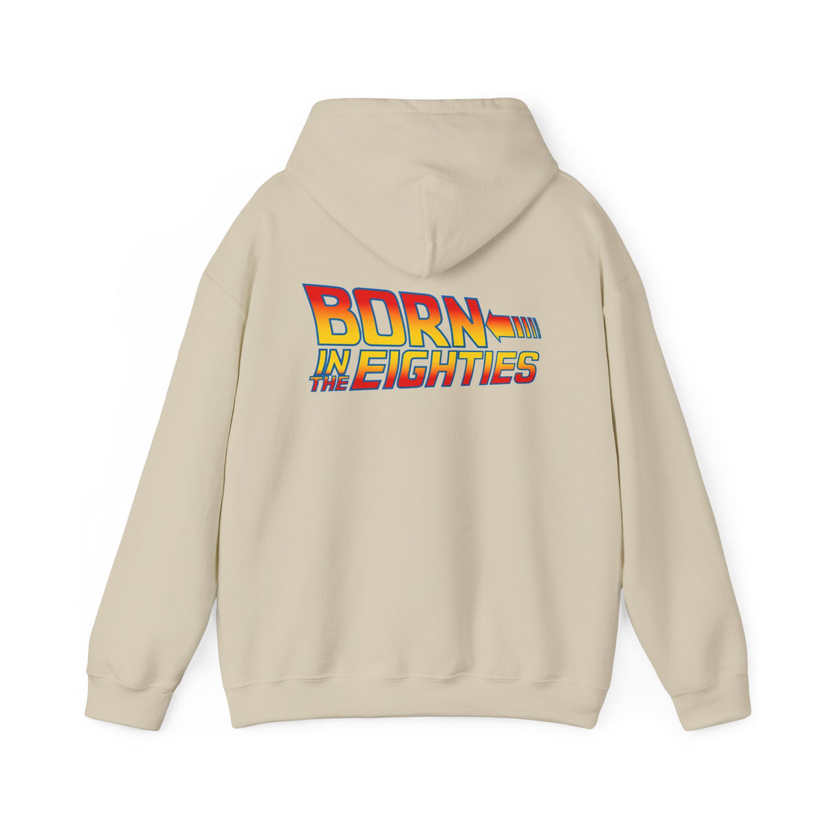 Born in the 80s Hoodie in Sand – retro nostalgia graphic sweatshirt
