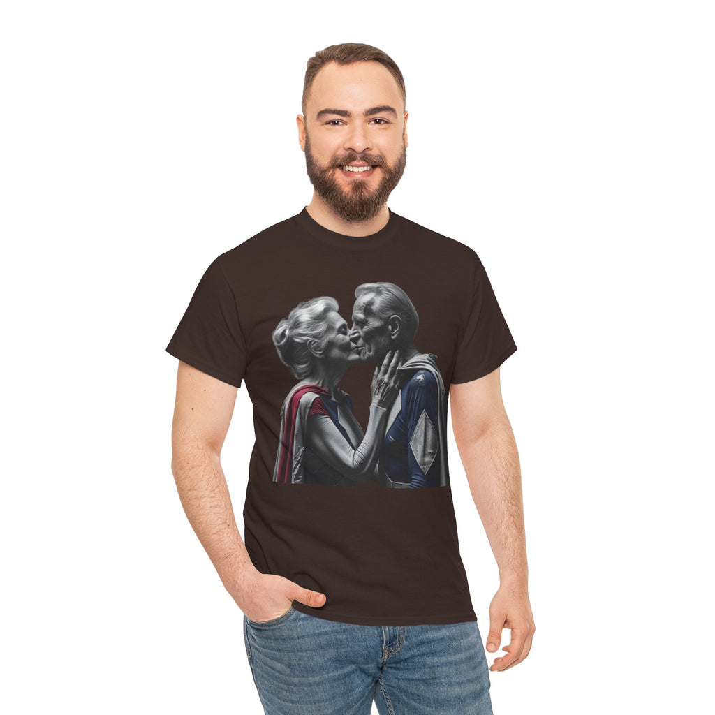 Kissing Old Superheroes — T‑Shirt
