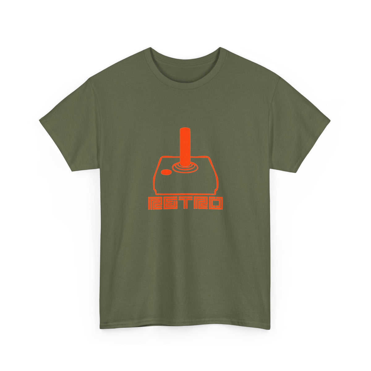 Retro Arcade Joystick T-Shirt in Military Green – nostalgic gaming graphic tee