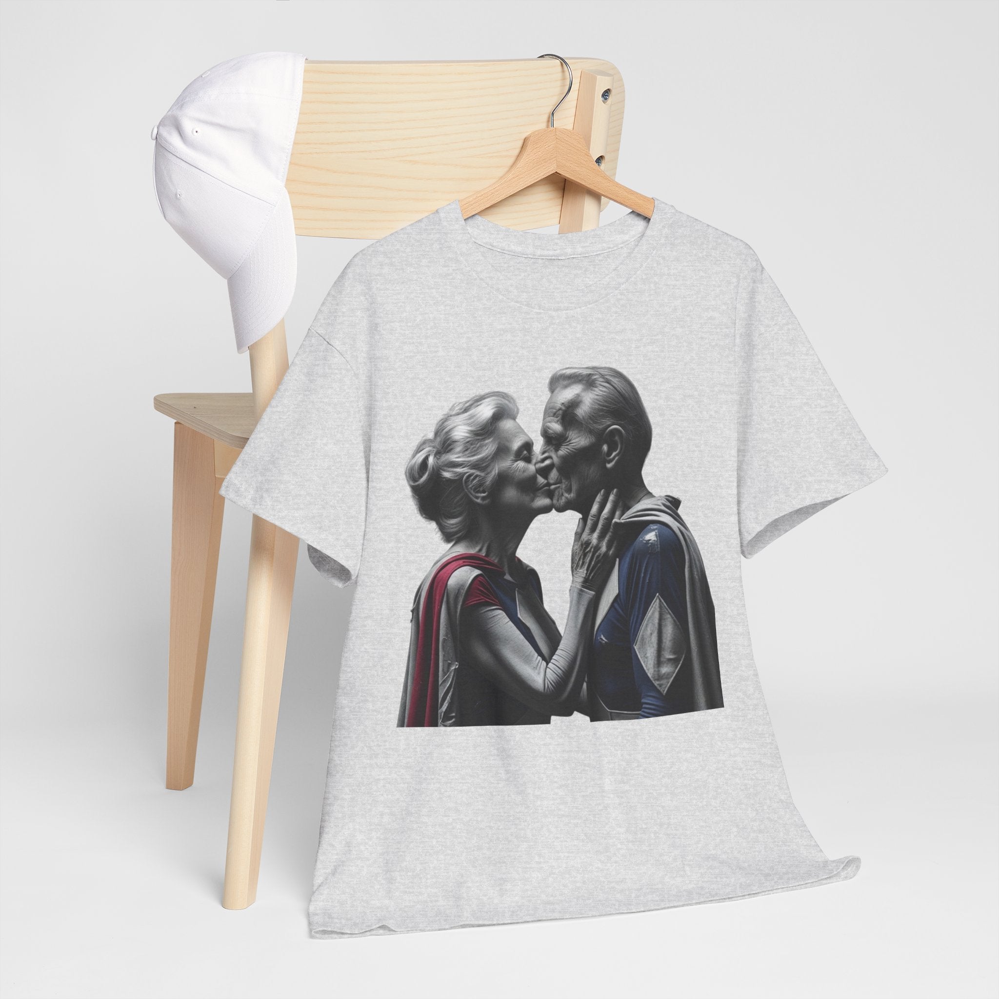 Kissing Old Superheroes — T‑Shirt