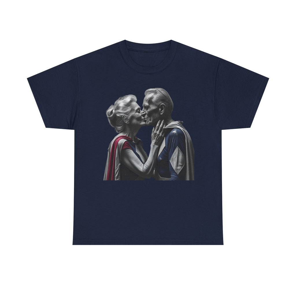 Kissing Old Superheroes T-Shirt – Pop Culture Graphic Tee