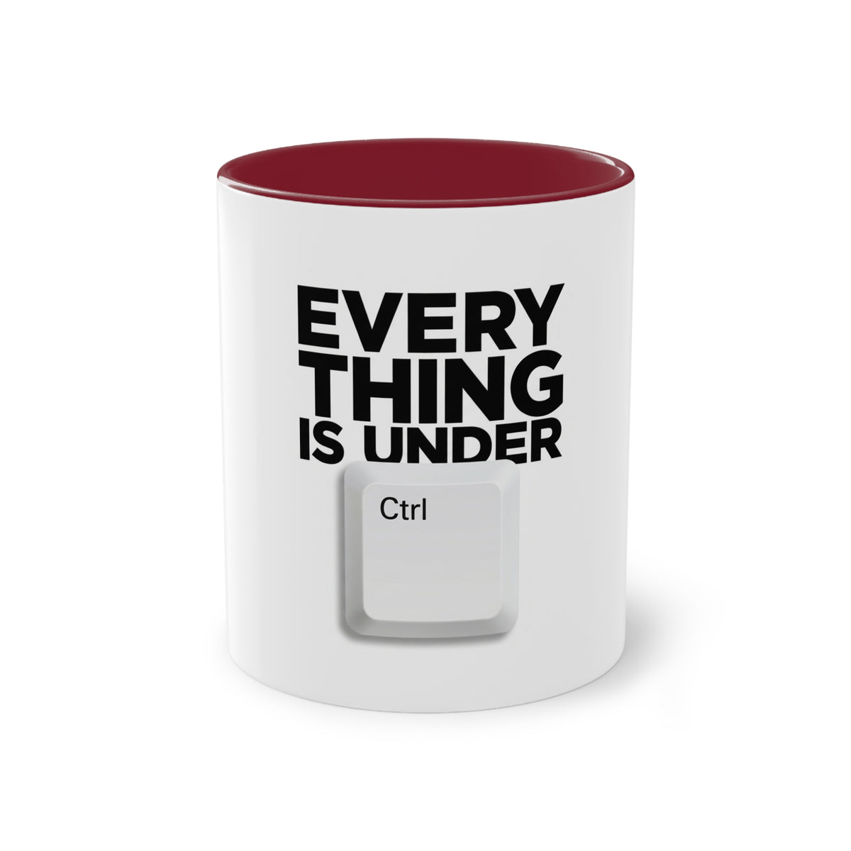 Everything Is Under Control Mug in Maroon – funny calm-under-pressure coffee mug