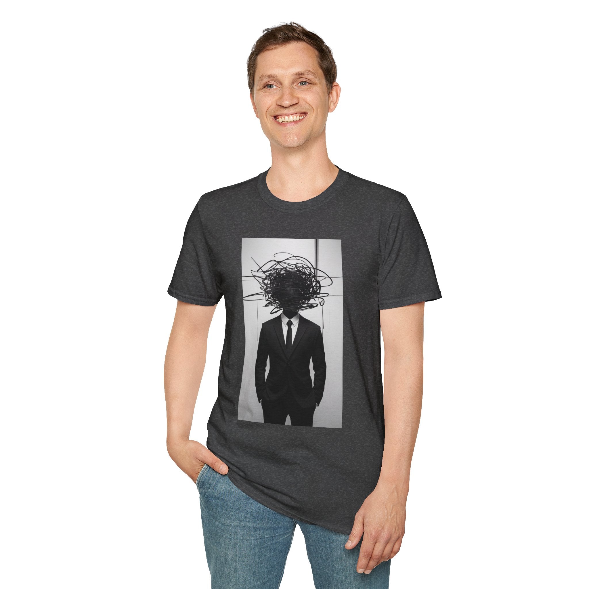 Abstract Scribble Head — T‑Shirt