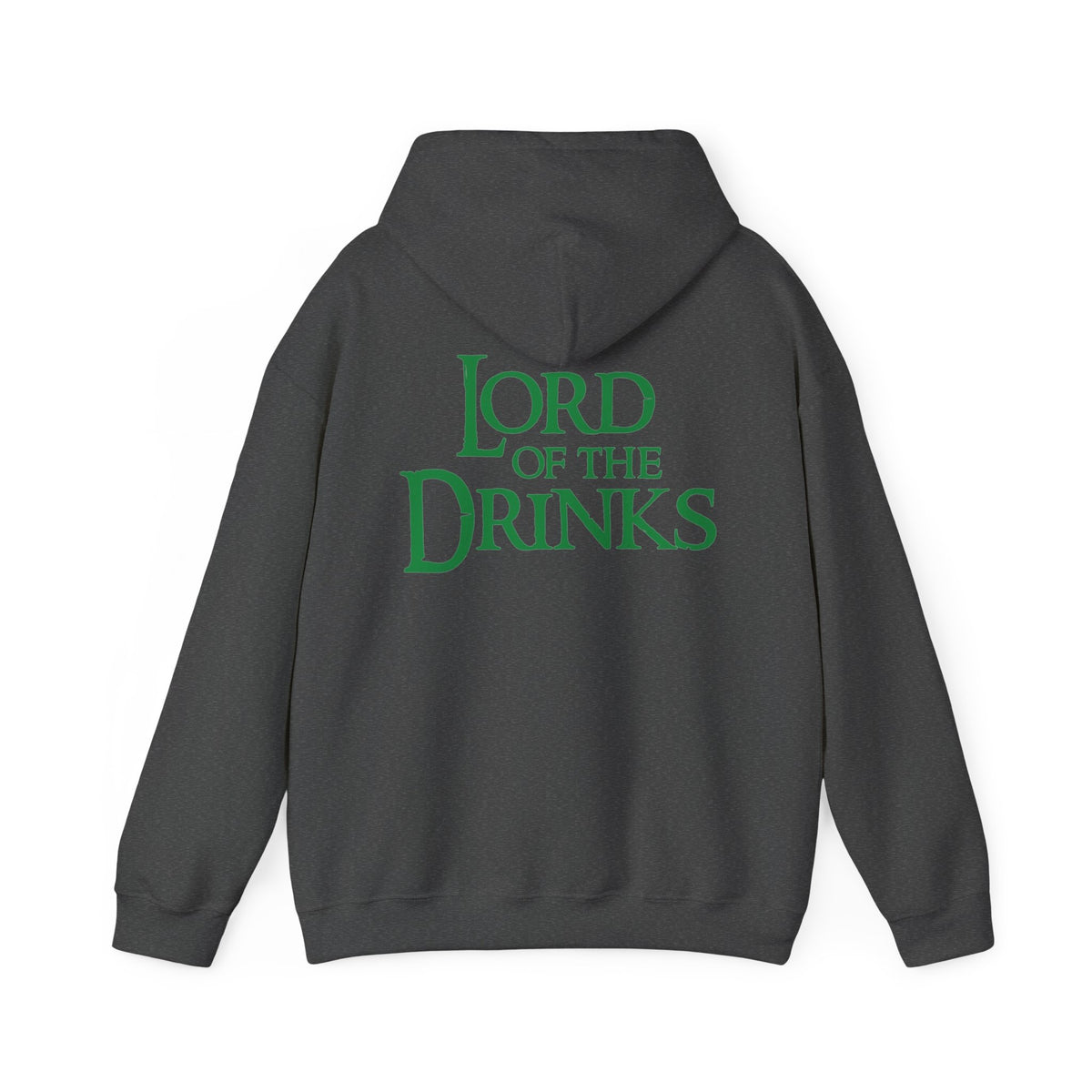 Lord of the Drinks Hoodie in Dark Heather – funny movie parody graphic sweatshirt
