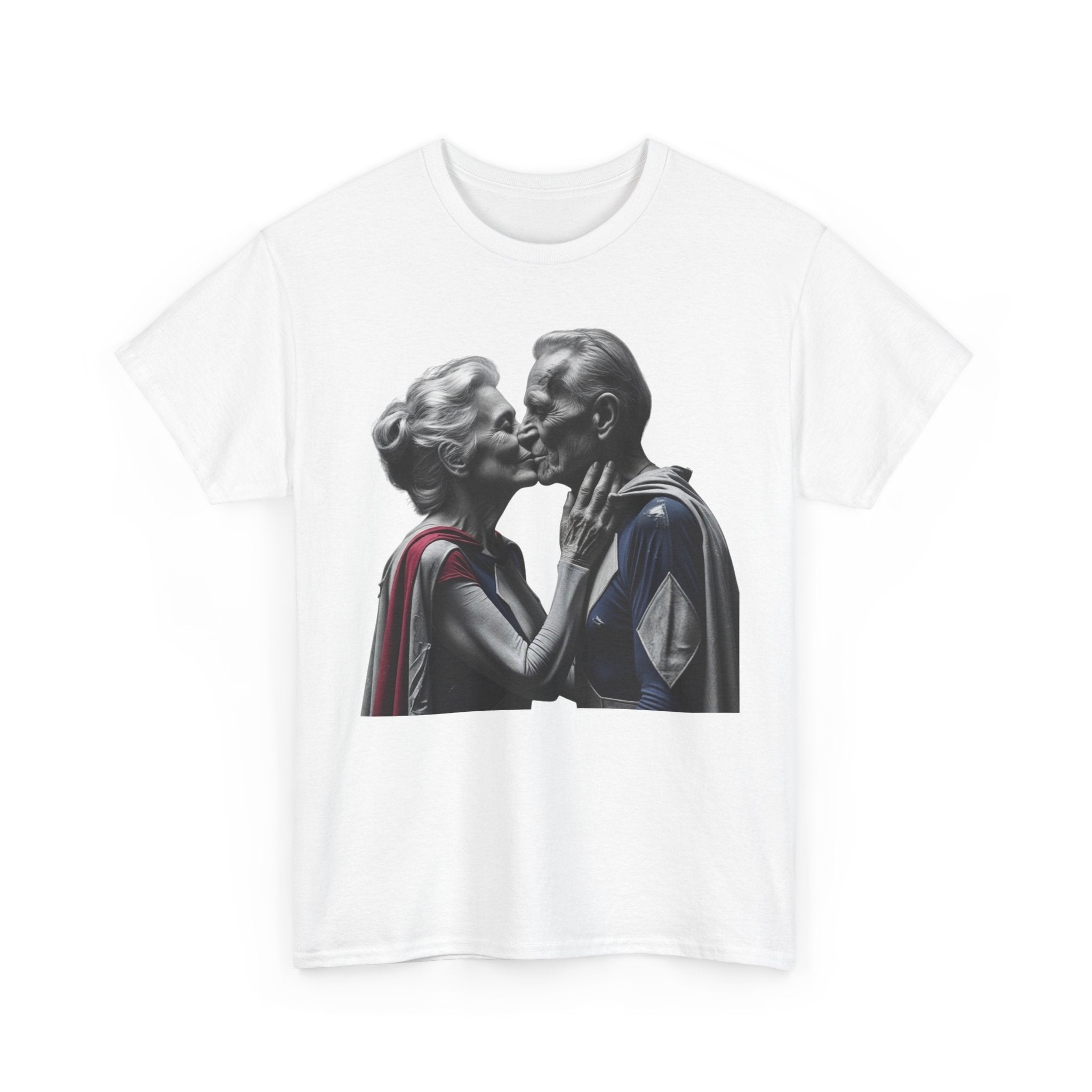 Kissing Old Superheroes — T‑Shirt