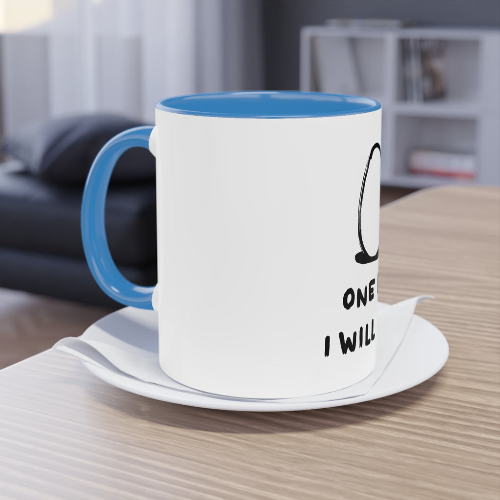 One Day I Will Fly Mug – egg dreaming of flying inspirational mug, close-up 5