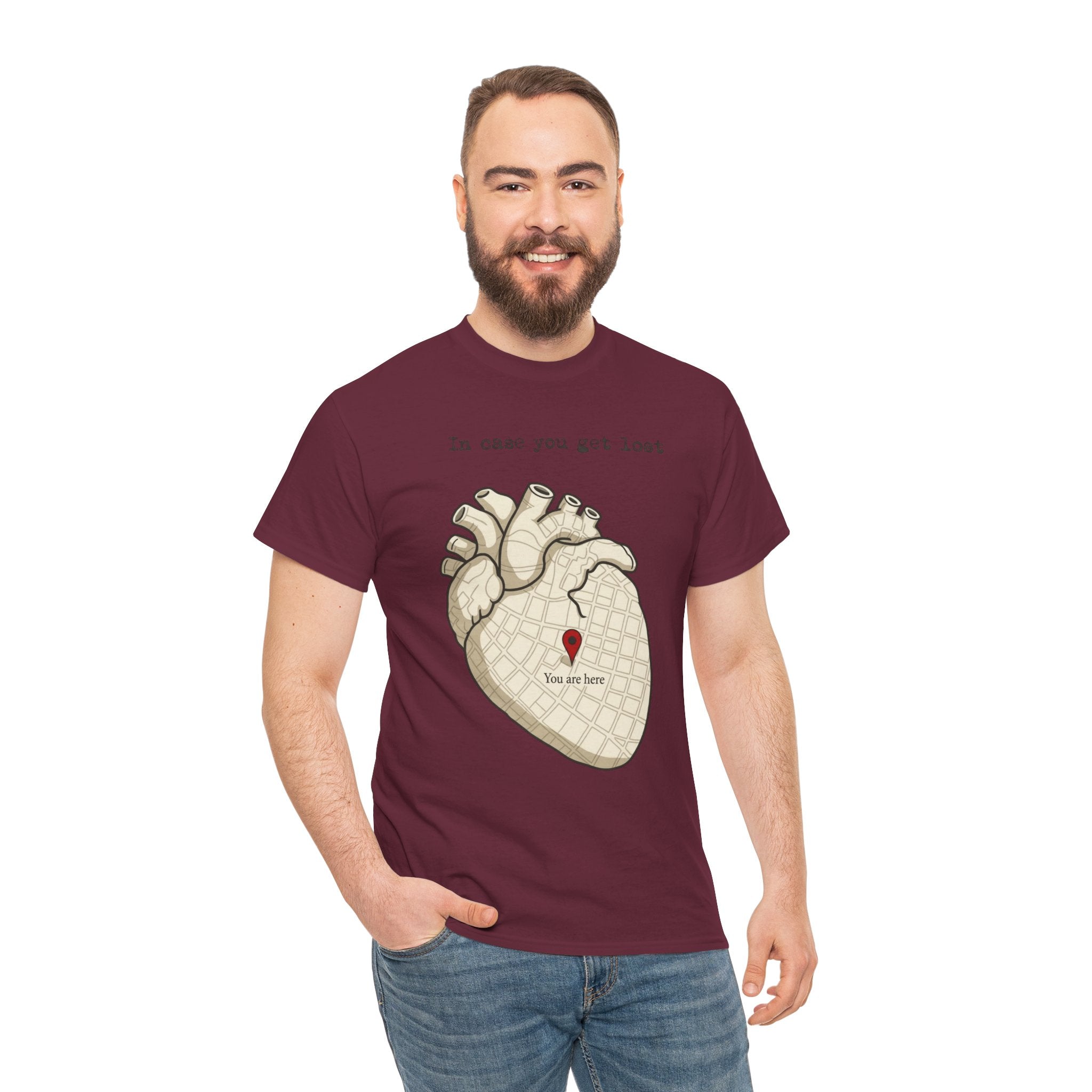 “In case you get lost” Heart Map — T-Shirt