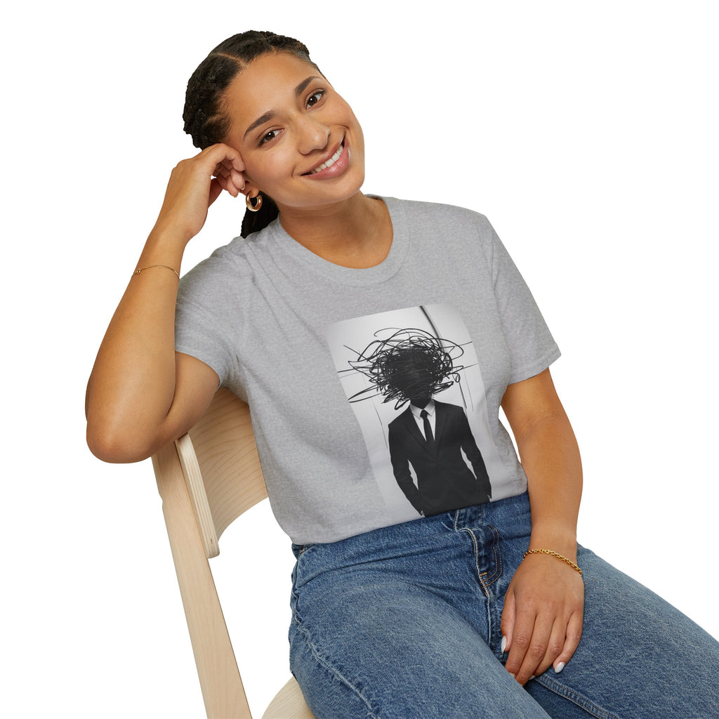 Abstract Scribble Head — T‑Shirt