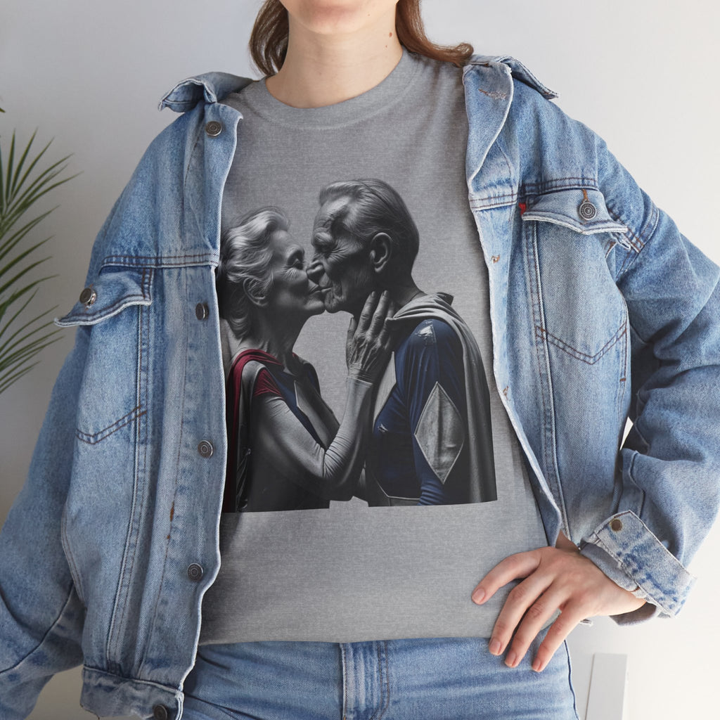 Kissing Old Superheroes — T‑Shirt