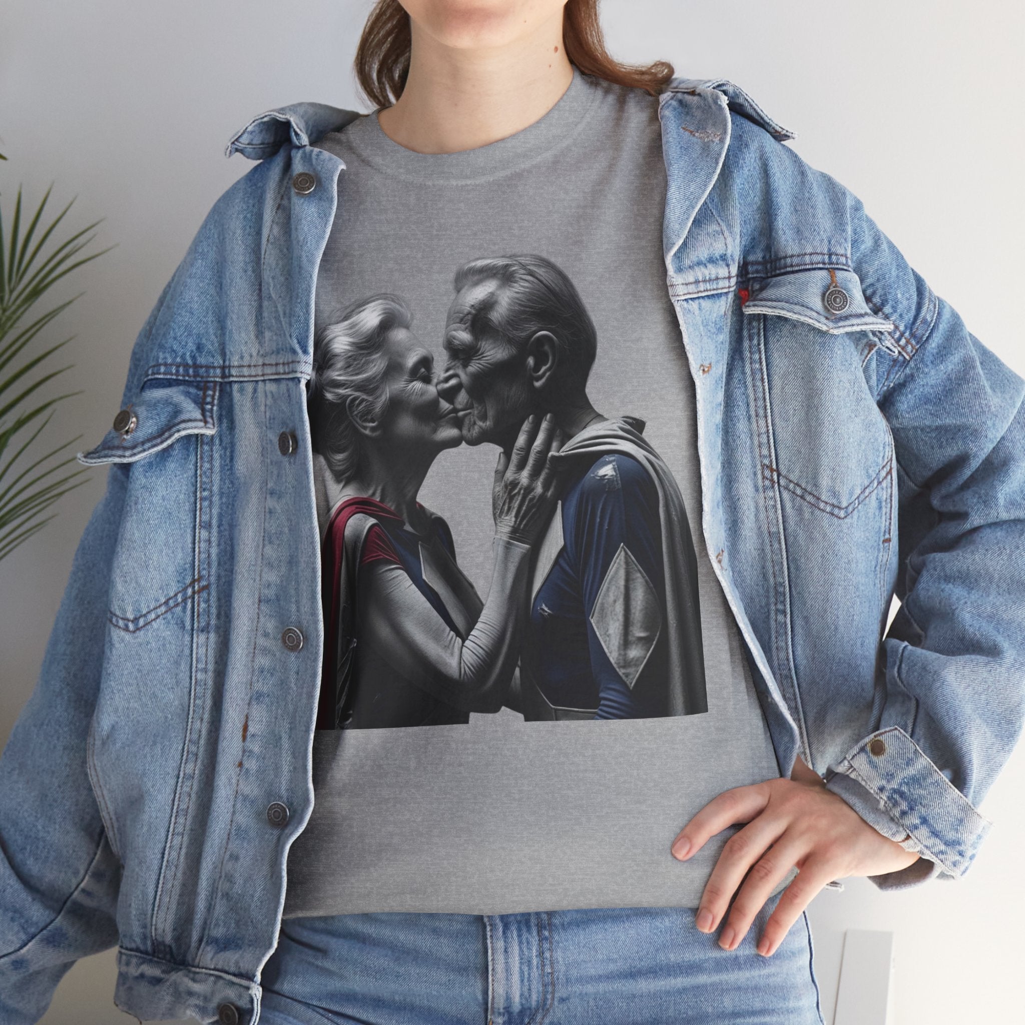 Kissing Old Superheroes — T‑Shirt