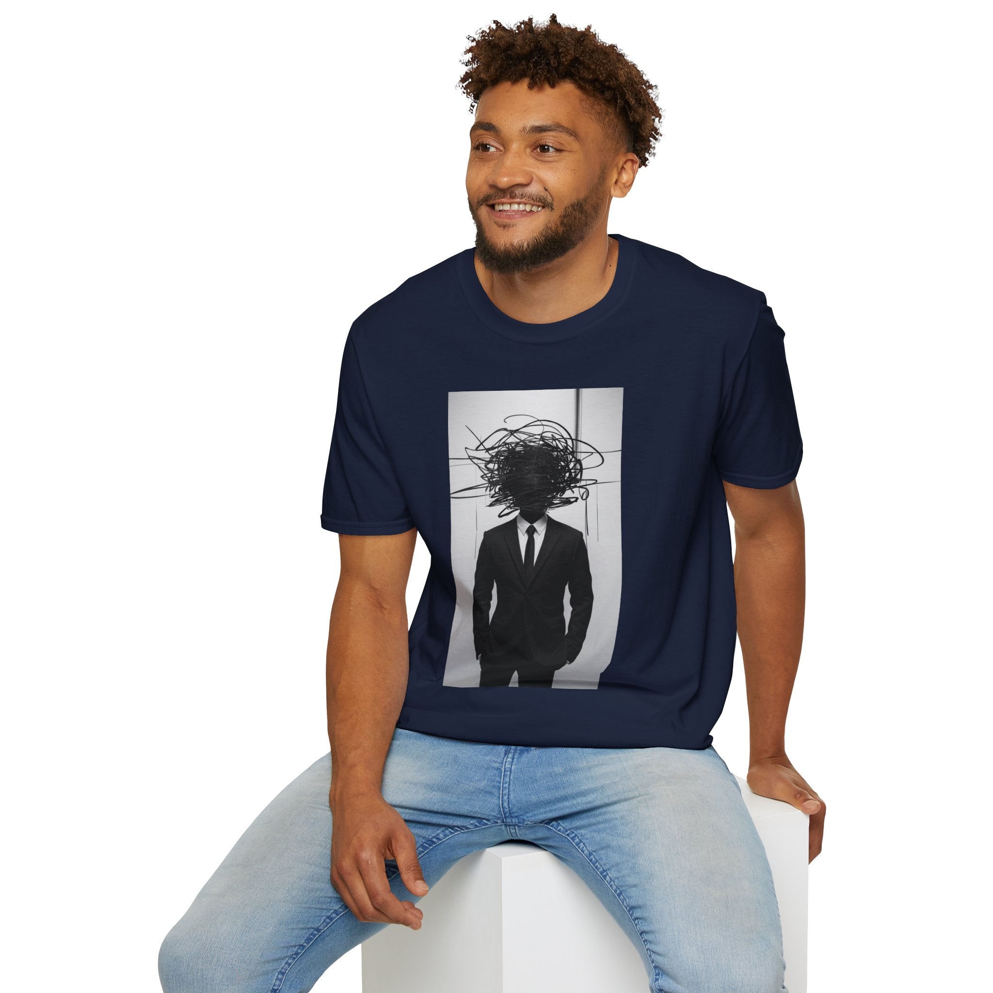 Abstract Scribble Head — T‑Shirt