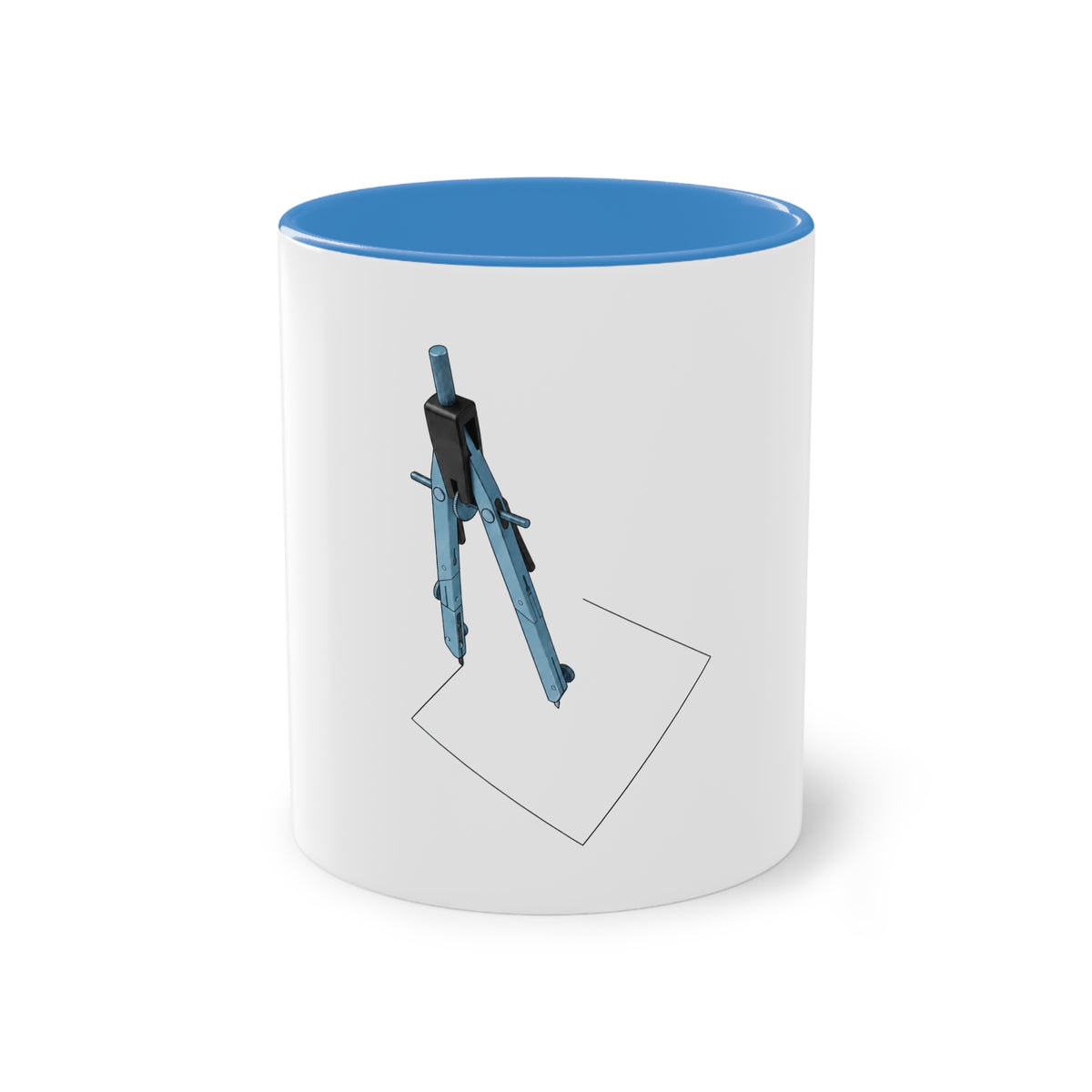 Engineer Compass Mug in Light Blue – architect compass geometric art mug