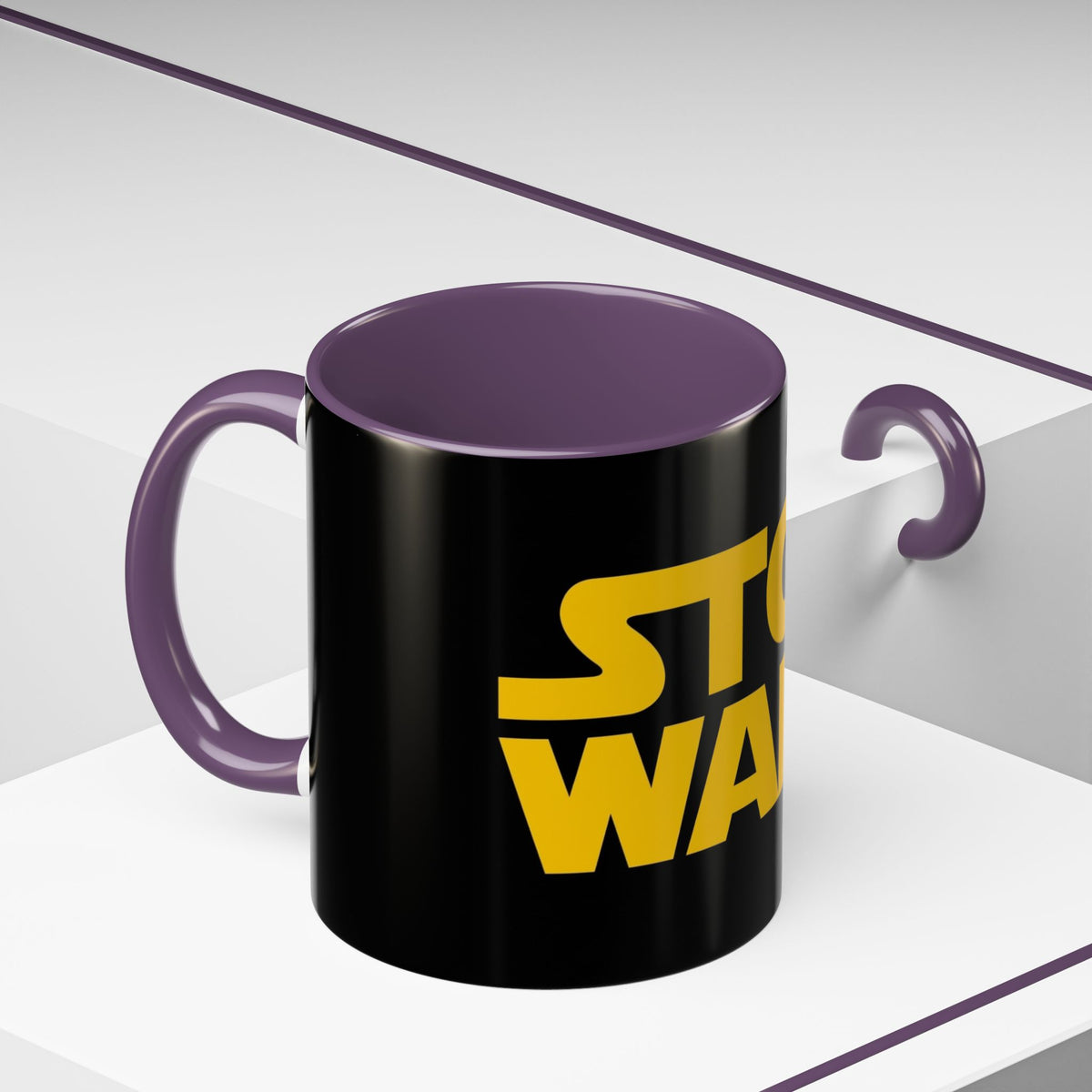 Stop Wars Mug – Stop Wars yellow peace message mug, alternate view 7