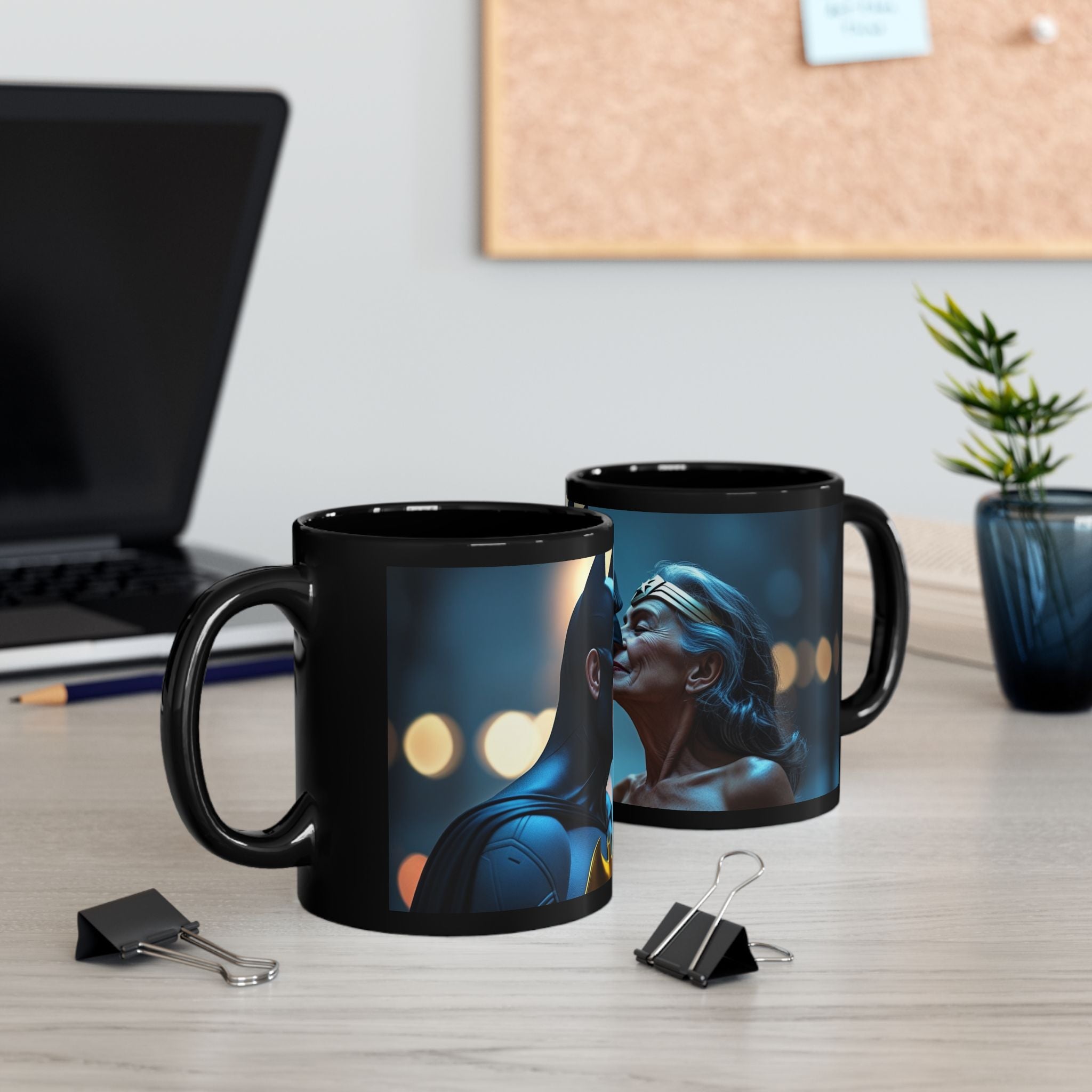 Romantic Batman & Wonder Woman Kiss — Coffee Cup