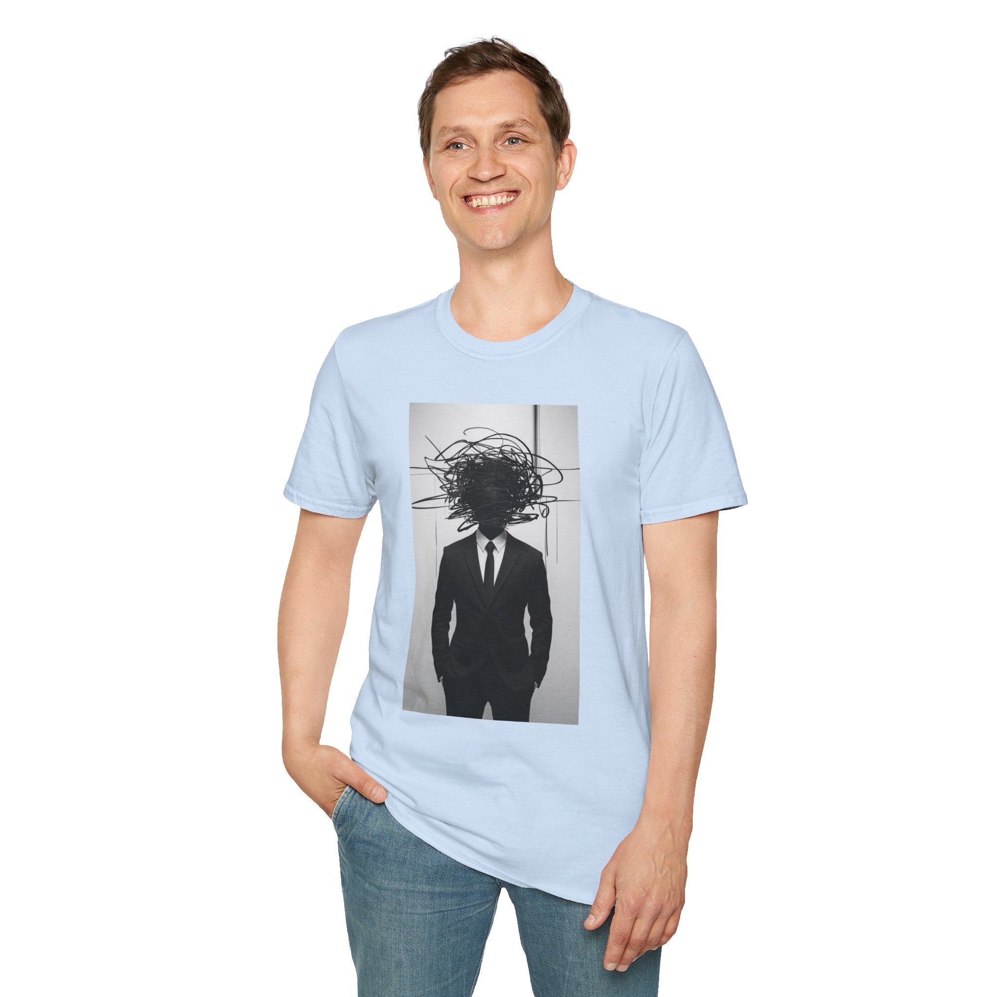 Abstract Scribble Head — T‑Shirt