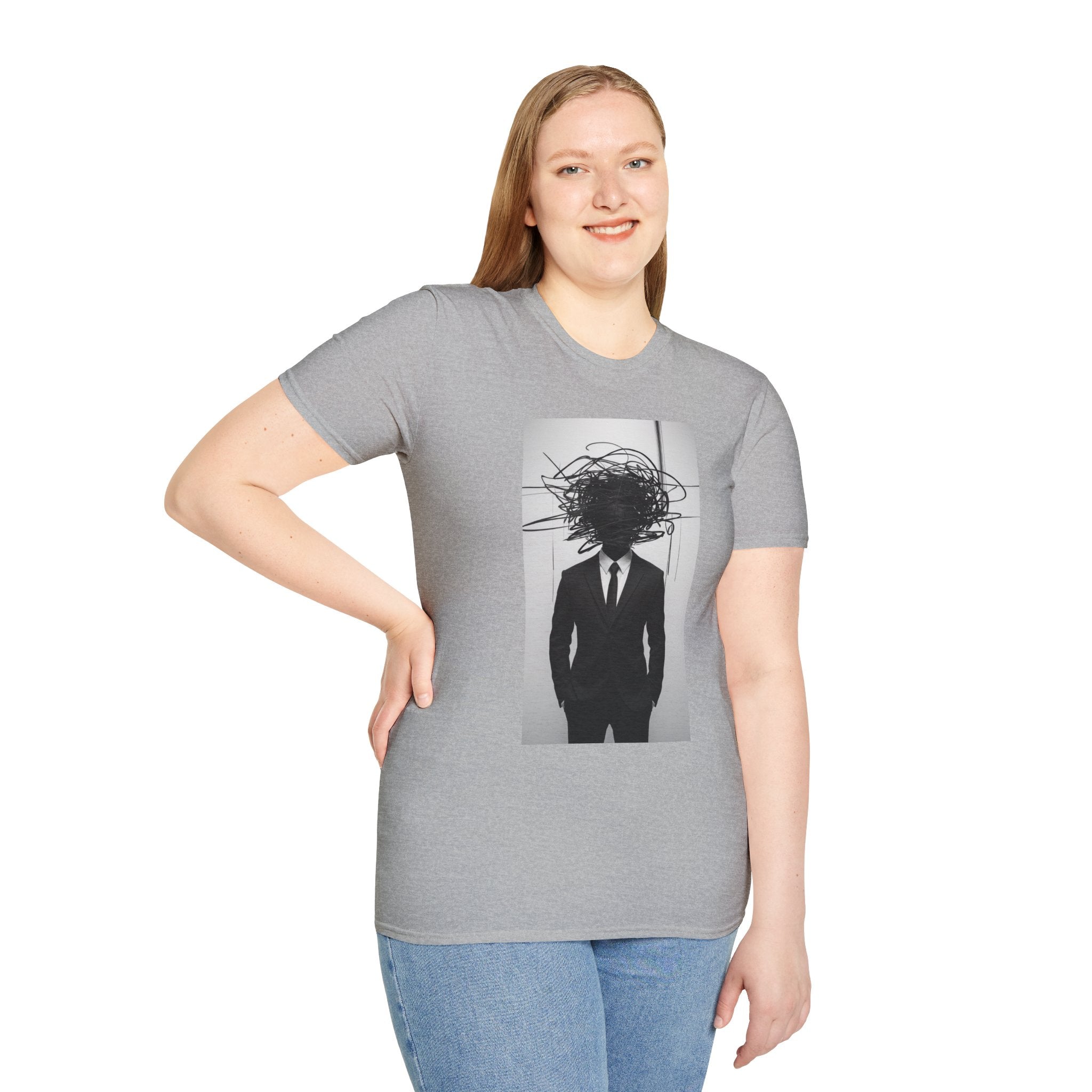 Abstract Scribble Head — T‑Shirt