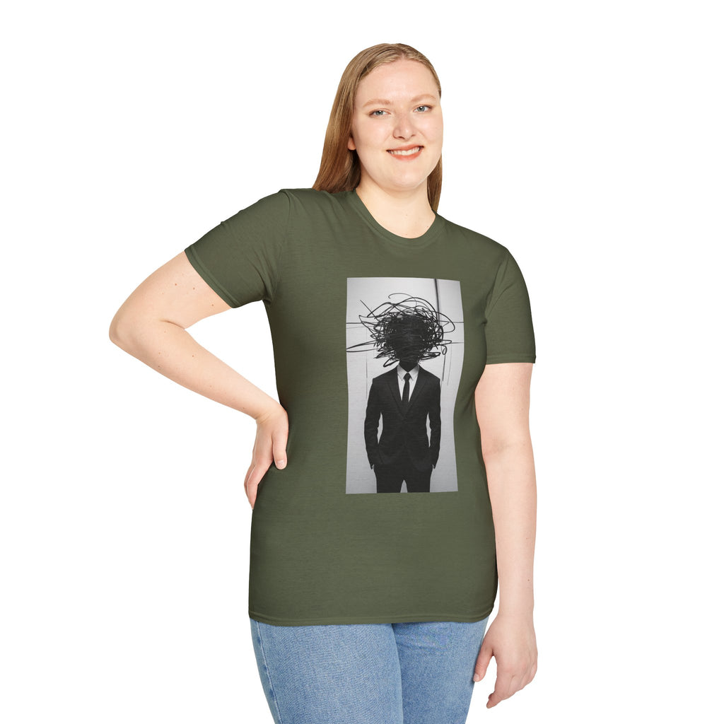 Abstract Scribble Head — T‑Shirt
