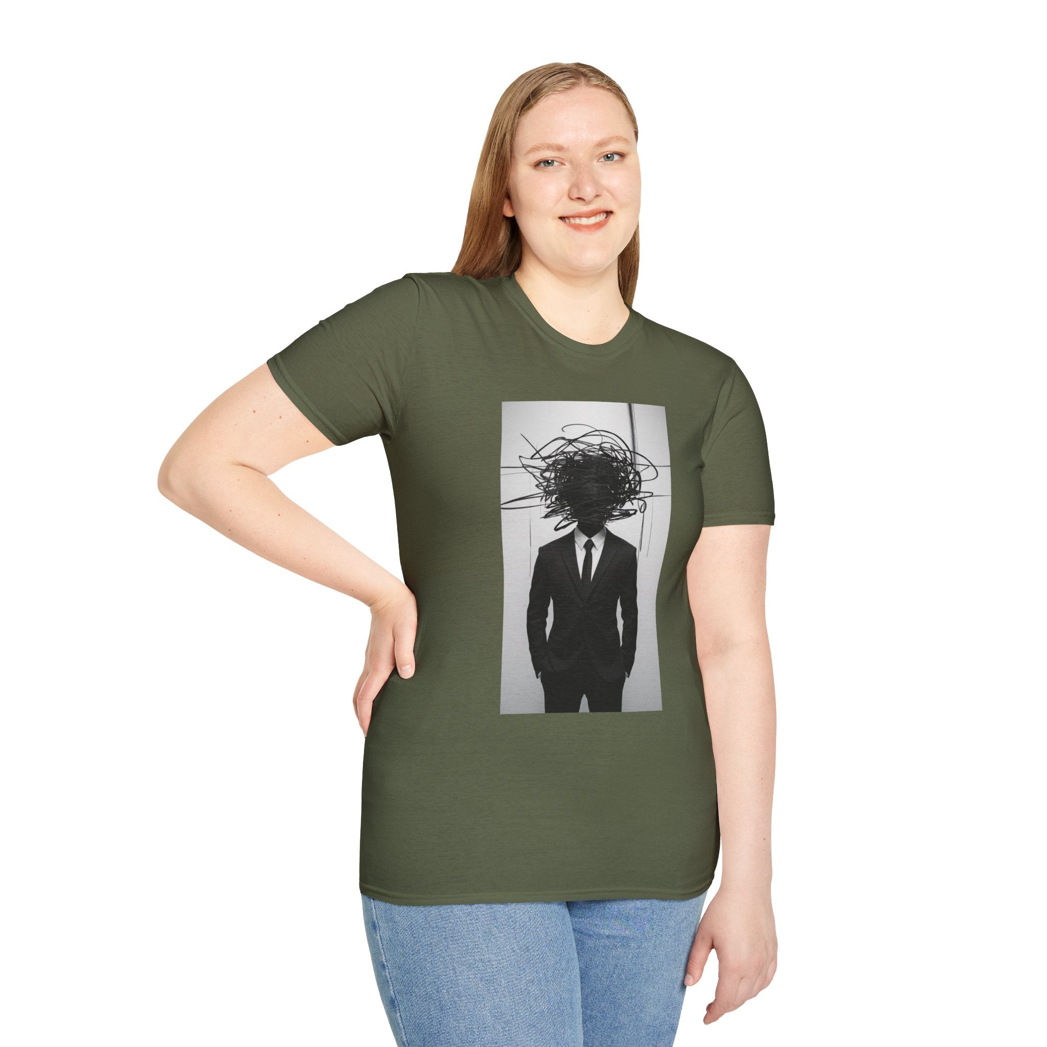 Abstract Scribble Head — T‑Shirt