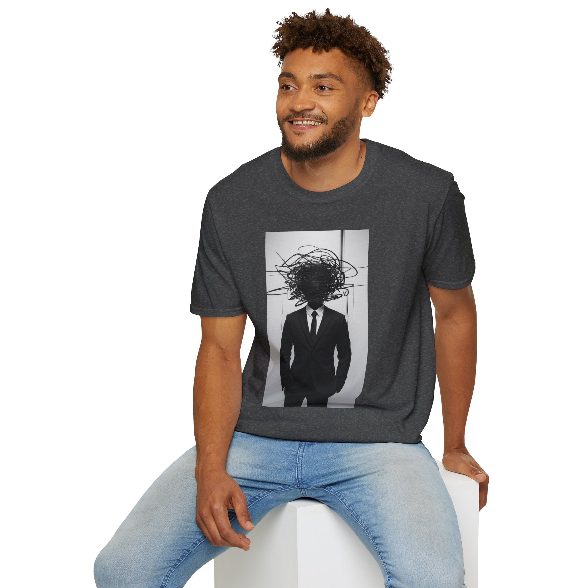 Abstract Scribble Head — T‑Shirt