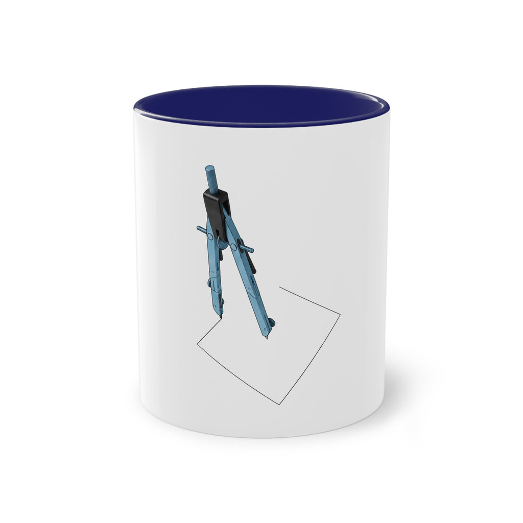 Engineer Compass Mug – architect compass geometric art mug, close-up 5