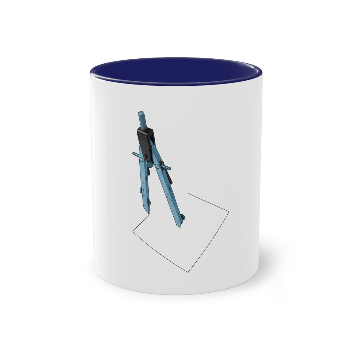 Engineer Compass Mug in Dark Blue – architect compass geometric art mug