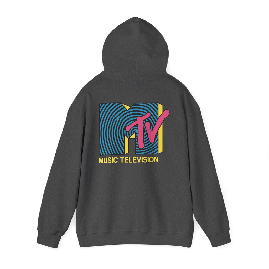 MTV Retro Logo Hoodie – 90s music culture sweatshirt.