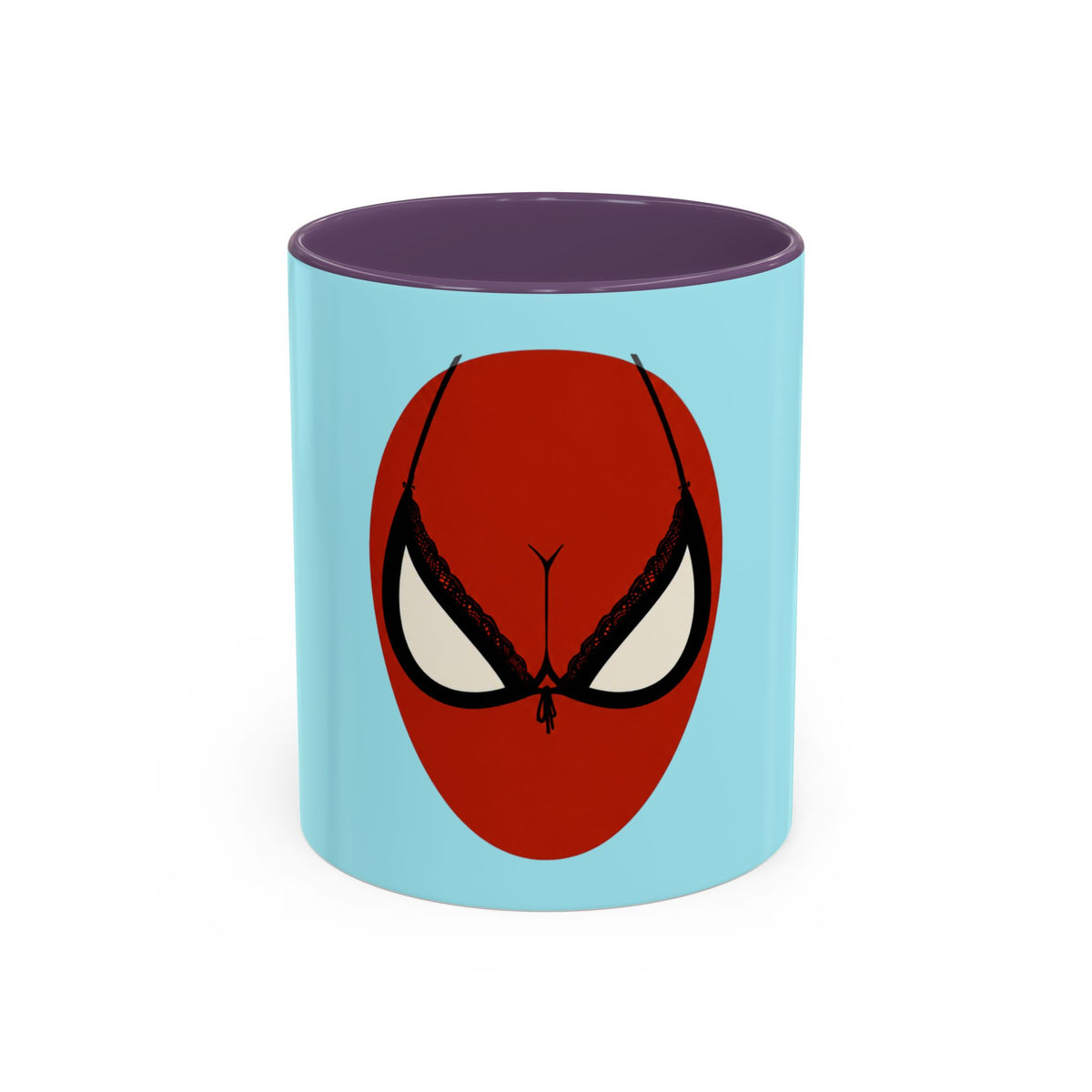 Spider Brassière Mug in Purple – red superhero mask pop culture mug