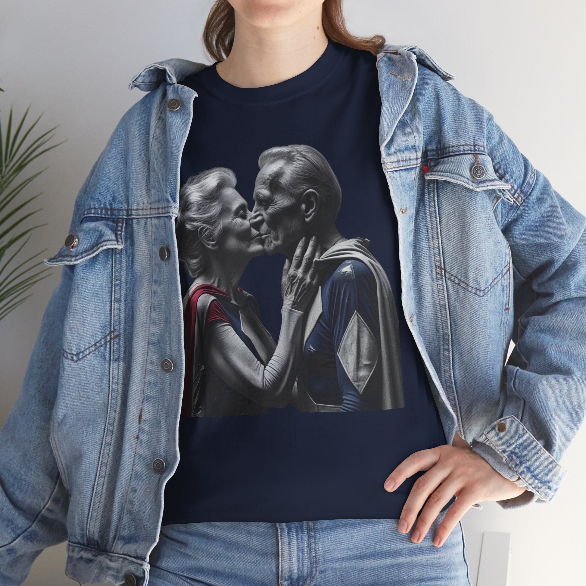 Kissing Old Superheroes — T‑Shirt