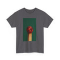 Matchstick Earth T-Shirt in Charcoal with a red globe and matchstick graphic.