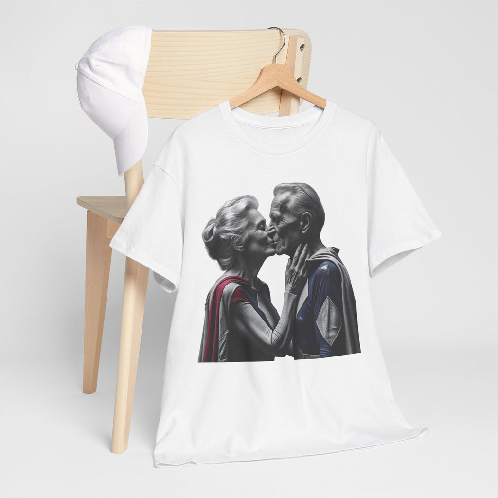 Kissing Old Superheroes — T‑Shirt