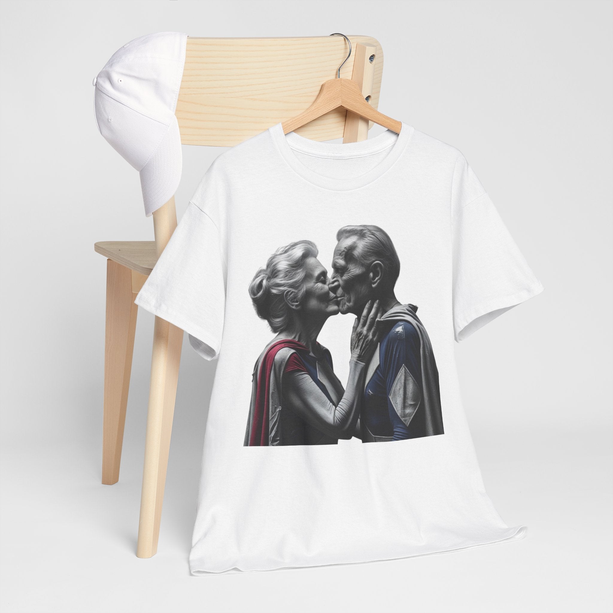 Kissing Old Superheroes — T‑Shirt