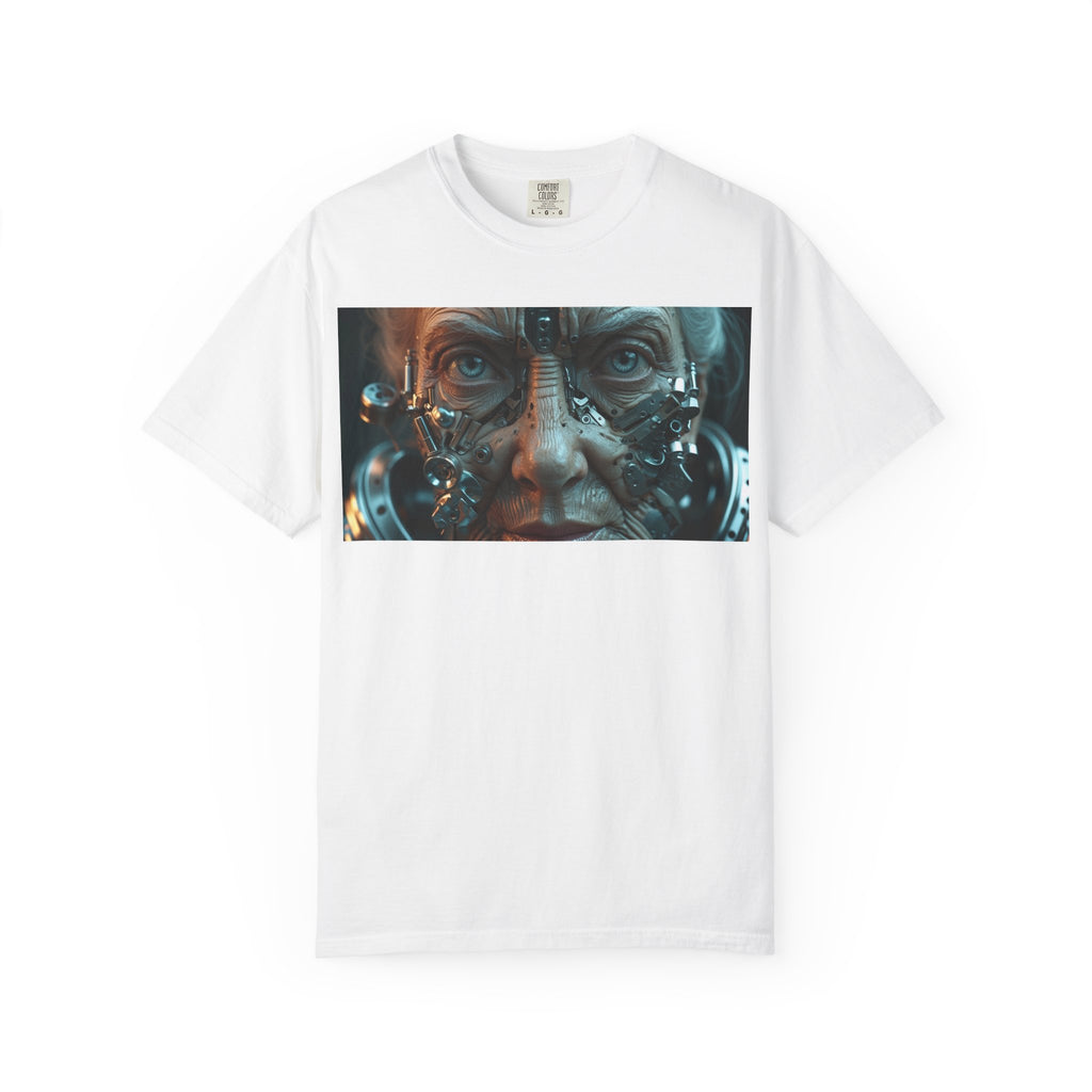 Cybernetic Old Face T-Shirt – Sci-Fi Art Graphic Tee