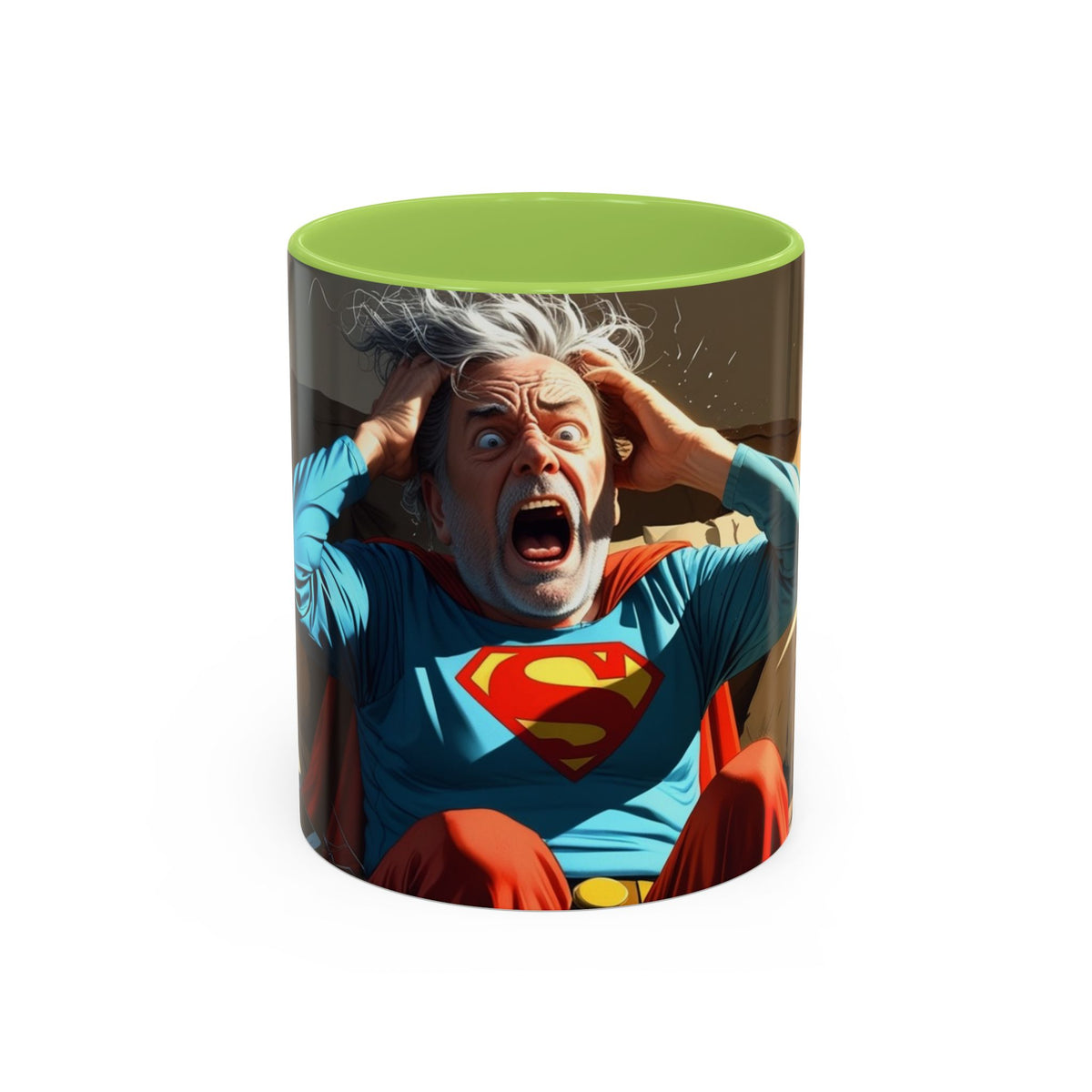 What the F Mug in Light Green – superhero grandpa funny humor mug