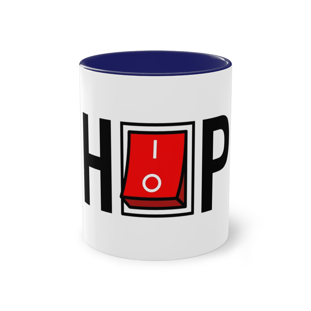 Hip Hop Mug in Dark Blue – red help switch hip hop music mug