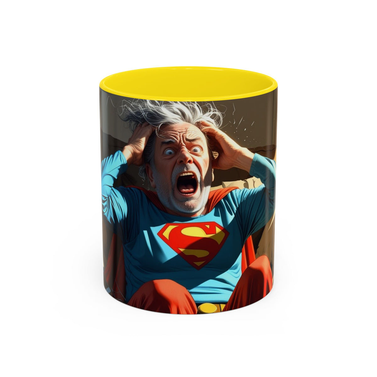 What the F Mug in Yellow – superhero grandpa funny humor mug