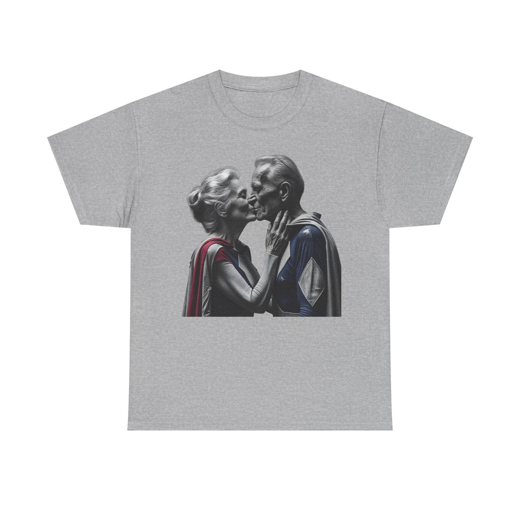 Kissing Old Superheroes T-Shirt – Pop Culture Graphic Tee