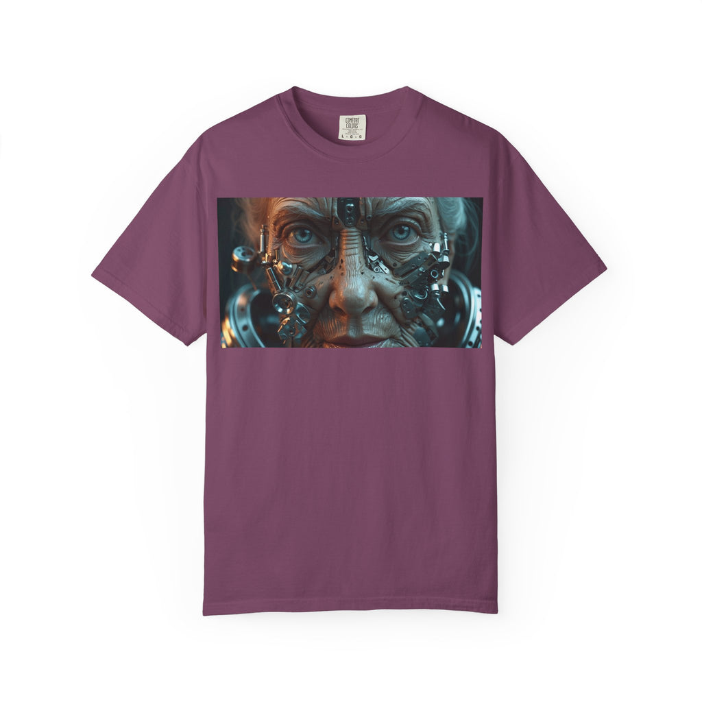 Cybernetic Old Face T-Shirt – Sci-Fi Art Graphic Tee