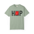 Hip Hop Switch T-Shirt in Bay with black lettering and a red power switch.