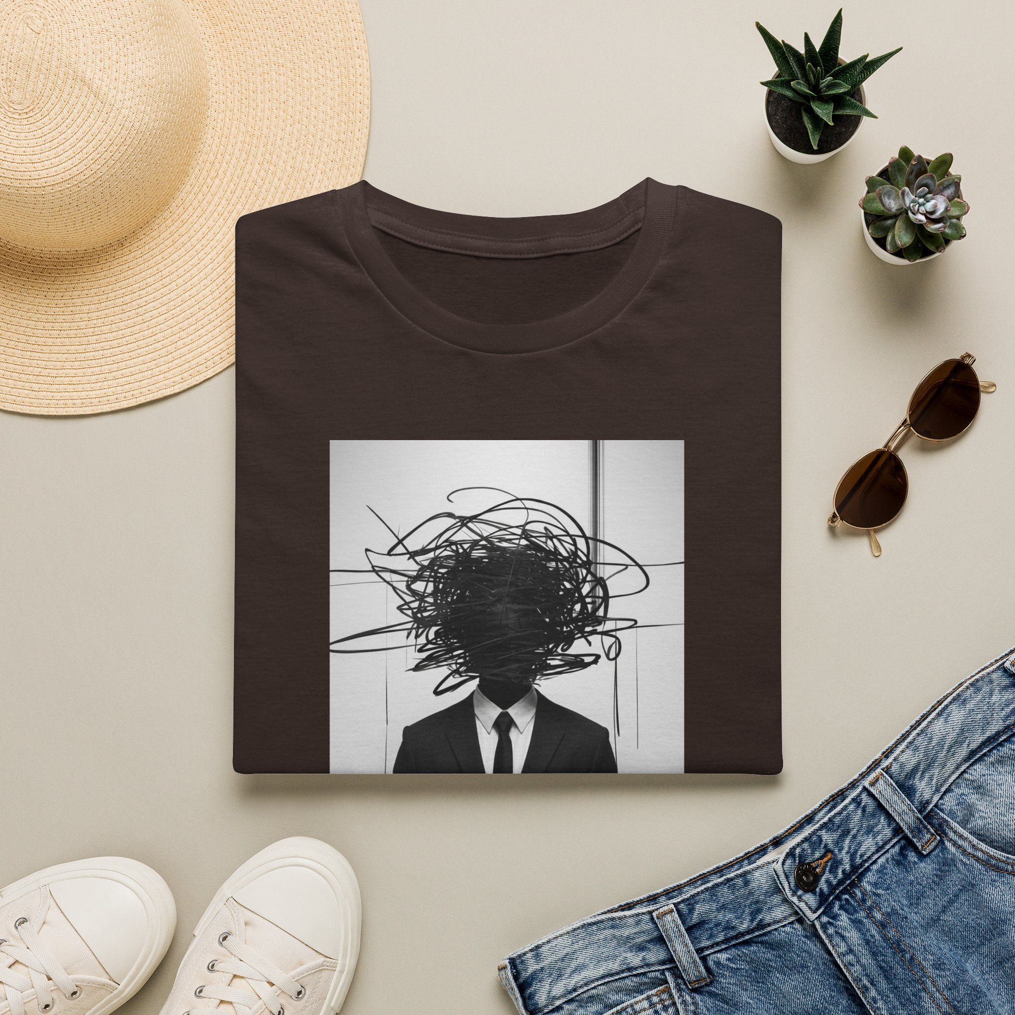 Abstract Scribble Head — T‑Shirt