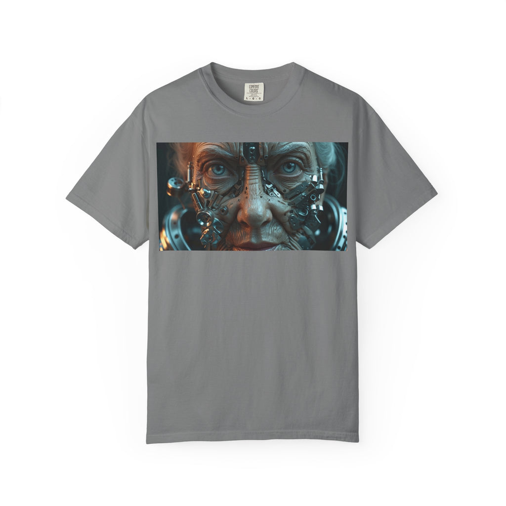 Cybernetic Old Face T-Shirt – Sci-Fi Art Graphic Tee