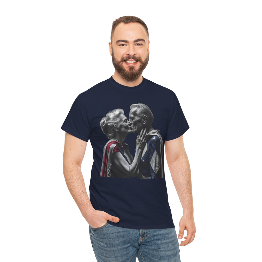 Kissing Old Superheroes — T‑Shirt