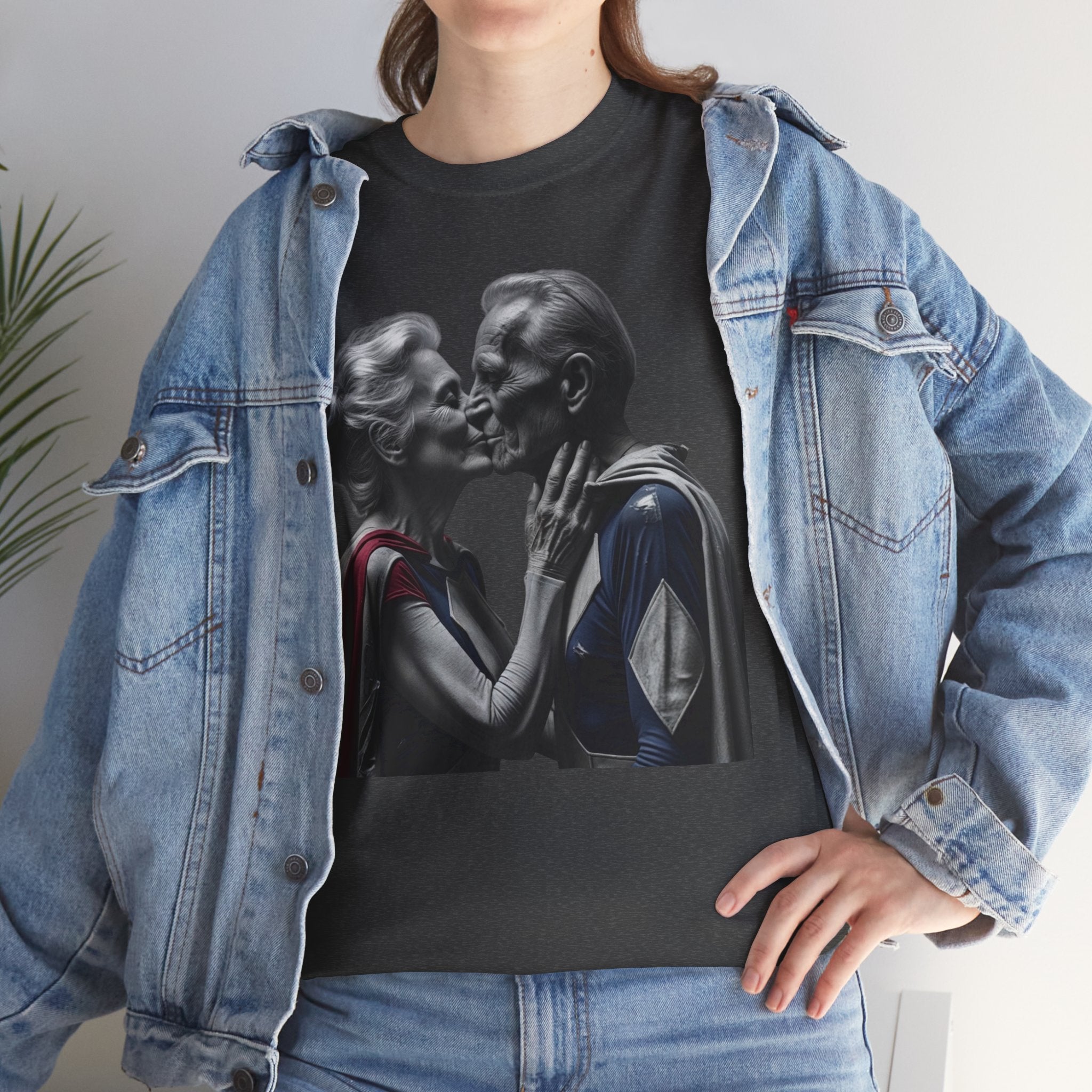 Kissing Old Superheroes — T‑Shirt