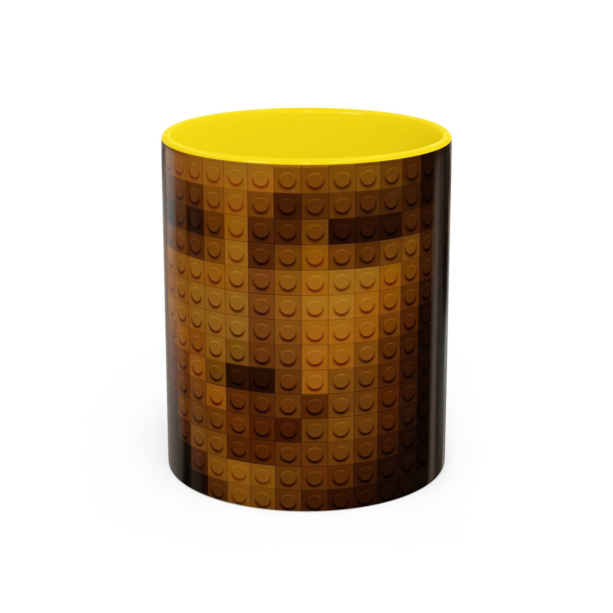 Lego Brick Portrait Mug in Yellow – brick mosaic portrait pop art mug