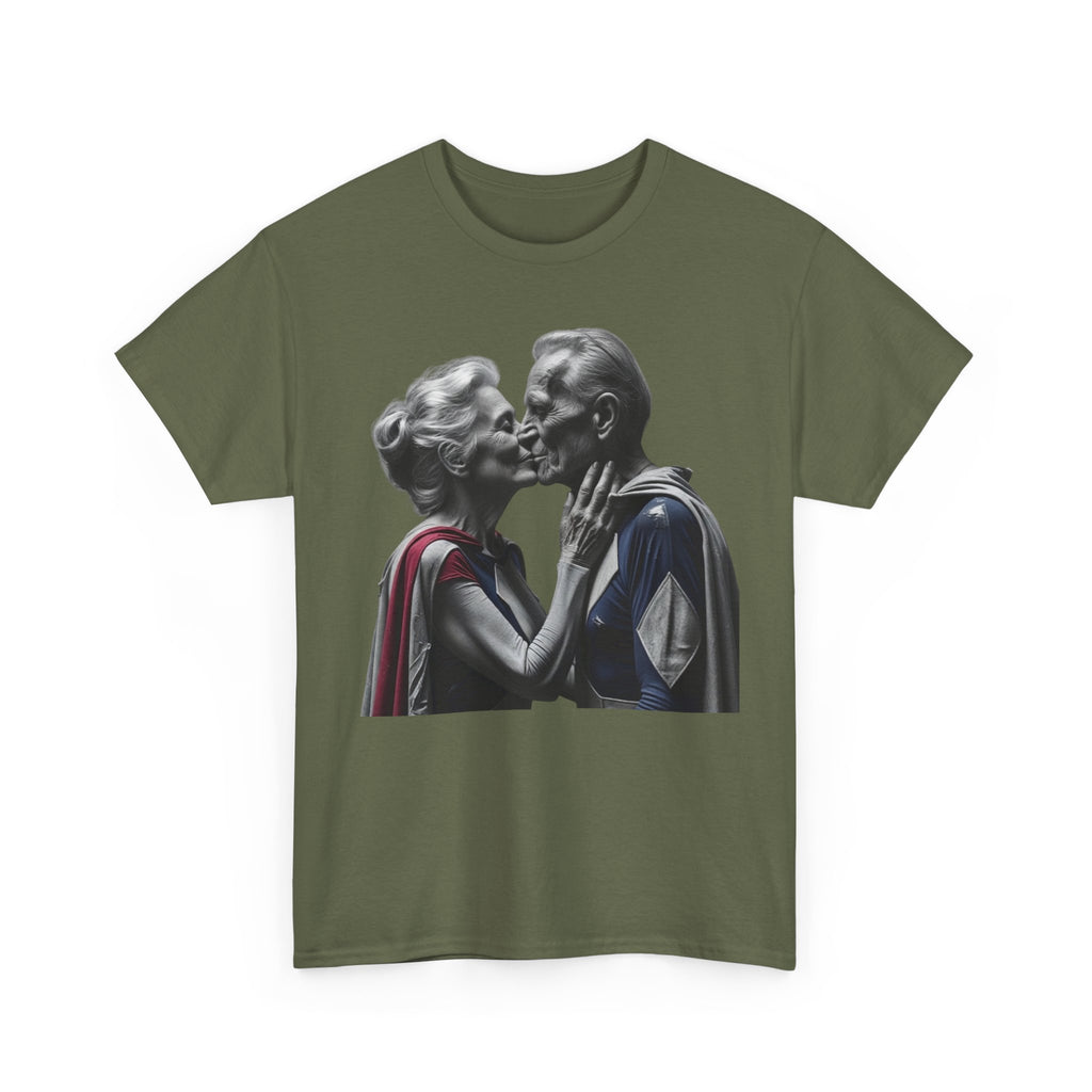 Kissing Old Superheroes — T‑Shirt