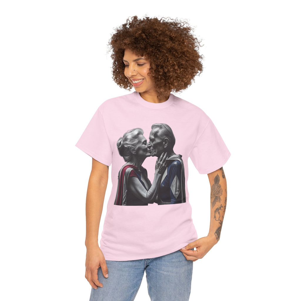 Kissing Old Superheroes — T‑Shirt