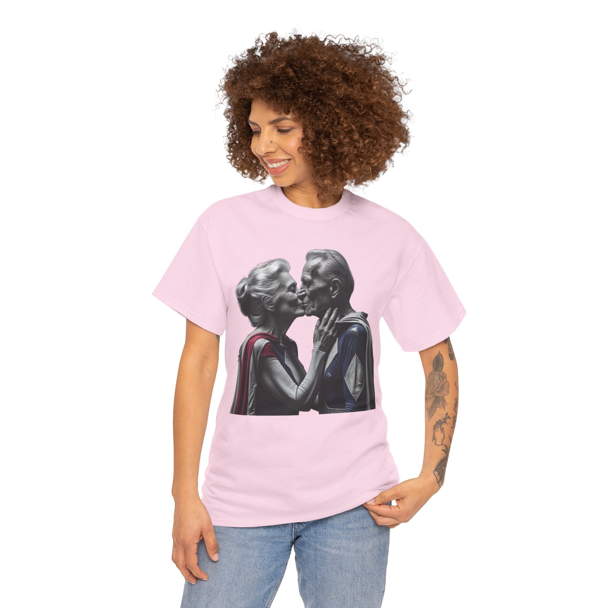 Kissing Old Superheroes — T‑Shirt