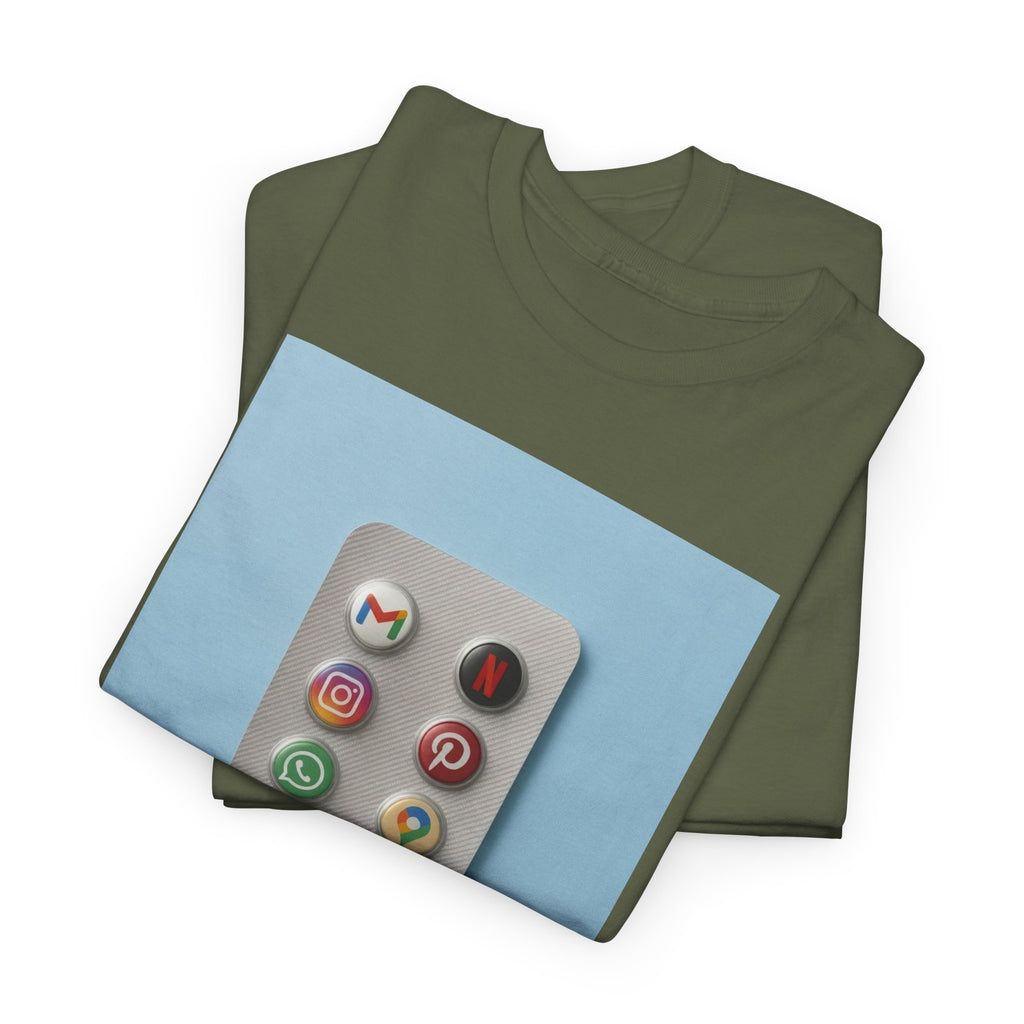 Social Media Pills T-Shirt – Funny Tech Satire Graphic Tee