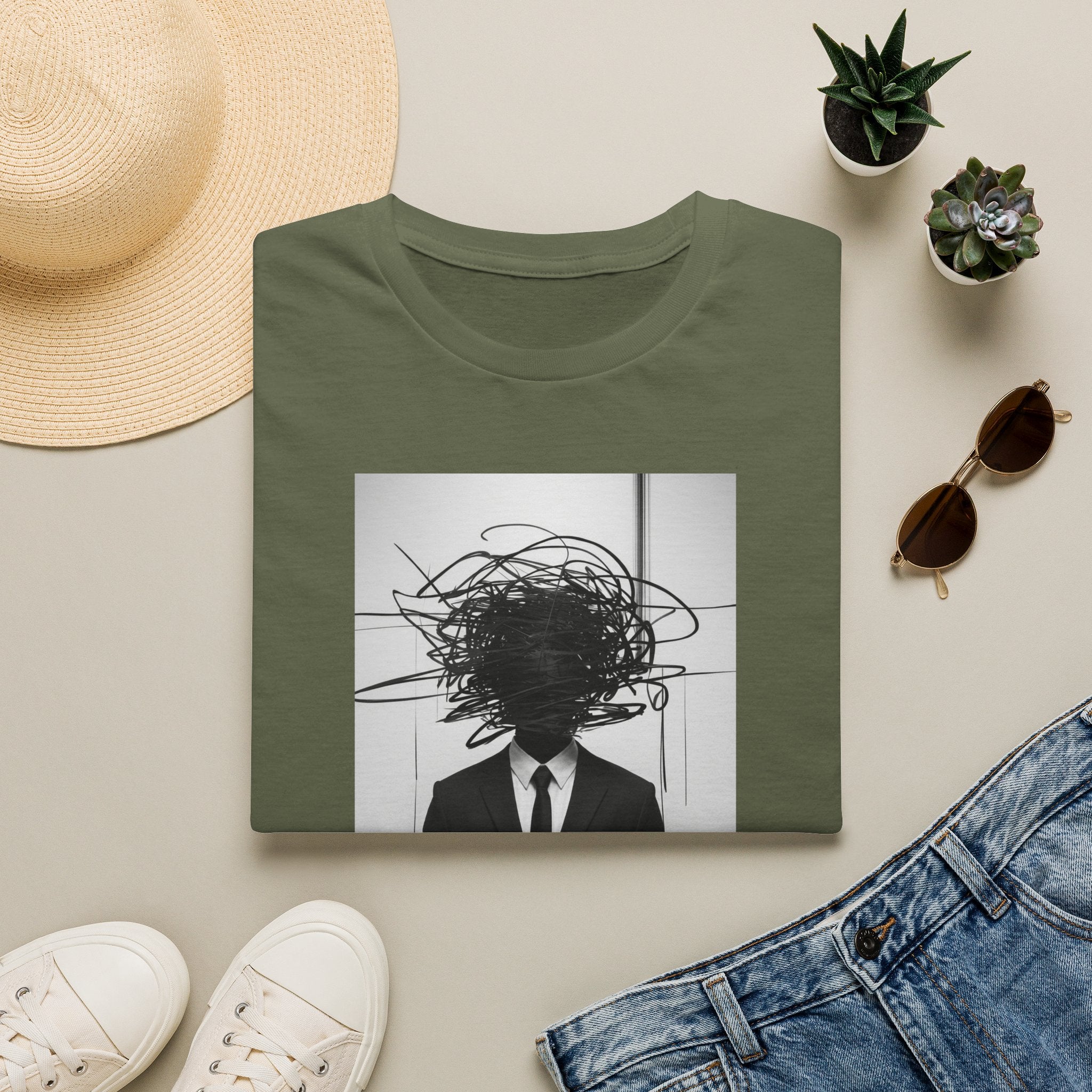 Abstract Scribble Head — T‑Shirt